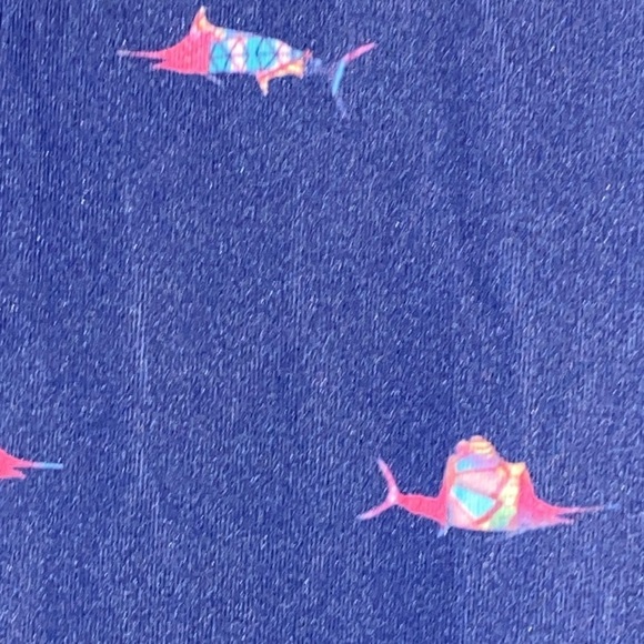 SCALES MENS SIZE LARGE GOLF POLO SHIRT BLUE MULTICOLOR FISH DESIGN  LONGER BACK - Picture 13 of 13